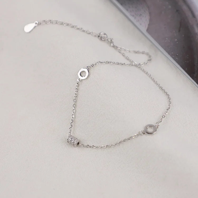 Zircon Decorative Women Anklet 925 Sterling Silver