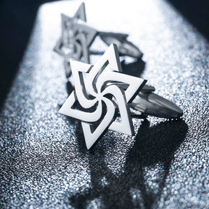 Spiral Star of David Cufflinks Stainless Steel Retro Judaism Amulet Jewelry