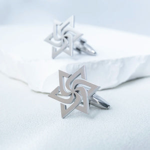 Spiral Star of David Cufflinks Stainless Steel Retro Judaism Amulet Jewelry