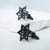 Spiral Star of David Cufflinks Stainless Steel Retro Judaism Amulet Jewelry