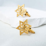 Spiral Star of David Cufflinks Stainless Steel Retro Judaism Amulet Jewelry