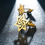 Spiral Star of David Cufflinks Stainless Steel Retro Judaism Amulet Jewelry