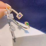 Square Cuff Bracelet Full Microl Zirconia Bangle S0847