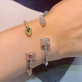 Square Cuff Bracelet Full Microl Zirconia Bangle S0847