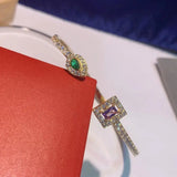 Square Cuff Bracelet Full Microl Zirconia Bangle S0847