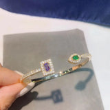 Square Cuff Bracelet Full Microl Zirconia Bangle S0847