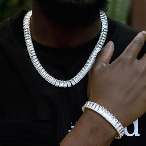 Lab Diamond CZ Necklace Cuban Chain Party Wedding Jewelry