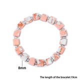Opal Beaded Bracelet Cube Stone Charm Elastic Jewelry
