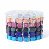 Opal Beaded Bracelet Cube Stone Charm Elastic Jewelry