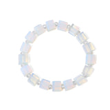 Opal Beaded Bracelet Cube Stone Charm Elastic Jewelry