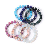 Opal Beaded Bracelet Cube Stone Charm Elastic Jewelry