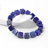Opal Beaded Bracelet Cube Stone Charm Elastic Jewelry