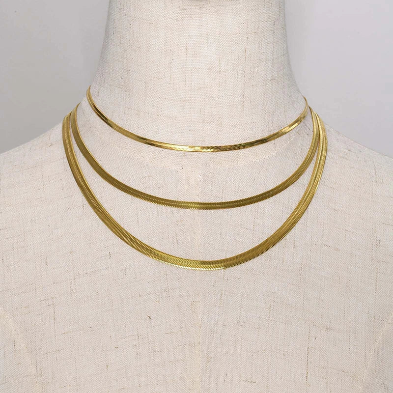 PVD18K Plated Stainless Steel Herringbone Chokers