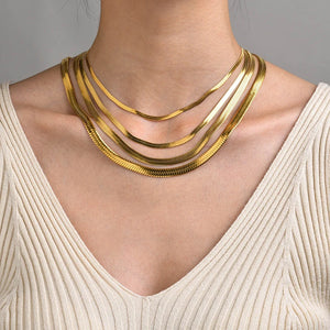 PVD18K Plated Stainless Steel Herringbone Chokers