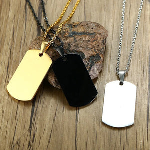 Stainless Steel Arm Tag Men Dogtag Pendant Silver Punk Unisex Jewelry