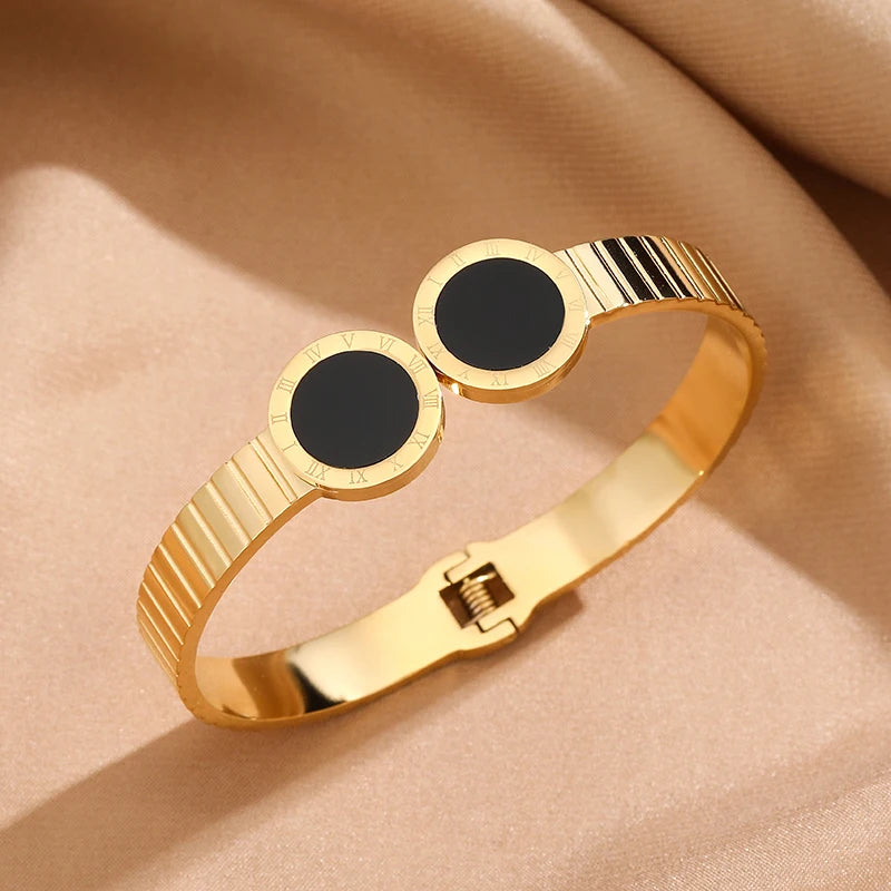 Stainless Steel Roman Numerals Bangle