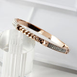 Stainless Steel Bangles with Cubic Zirconia Crystals