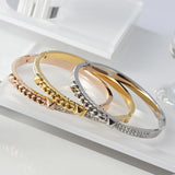 Stainless Steel Bangles with Cubic Zirconia Crystals