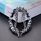Stainless Steel Chain Malachite Stone Men's Bracelet