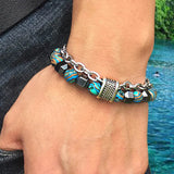 Stainless Steel Chain Malachite Stone Men's Bracelet
