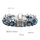 Stainless Steel Chain Malachite Stone Men's Bracelet