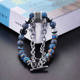 Stainless Steel Chain Malachite Stone Men's Bracelet