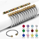 Colorful Zircon Birthstone Cuff Charm Bracelet for Women