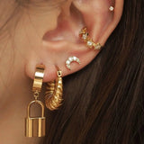 Croissant Hoop Earrings Small Circle Rouge Party Jewelry