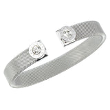 Stainless Steel Cuff Bangle Bracelet for Women CZ Roman Letter Wristband