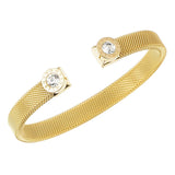 Stainless Steel Cuff Bangle Bracelet for Women CZ Roman Letter Wristband
