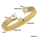 Stainless Steel Cuff Bangle Bracelet for Women CZ Roman Letter Wristband