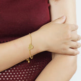 Stainless Steel Flower Adjustable Bracelet Rose CZ Heart Charm Bangle