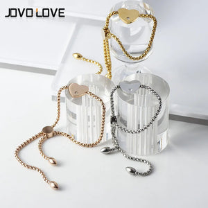 Stainless Steel Flower Adjustable Bracelet Rose CZ Heart Charm Bangle