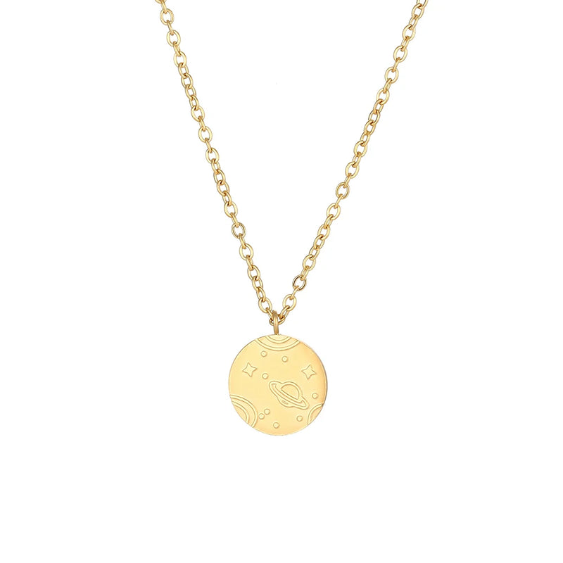 Stainless Steel Planet Pendant Necklace for Women