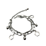 Stainless Steel Flower Bead Double Layer Bracelet