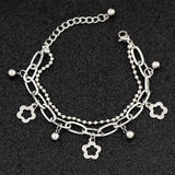 Stainless Steel Flower Bead Double Layer Bracelet