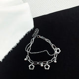 Stainless Steel Flower Bead Double Layer Bracelet