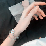 Stainless Steel Flower Bead Double Layer Bracelet