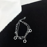 Stainless Steel Flower Bead Double Layer Bracelet