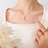 Moon Pendant Stainless Steel Necklace for Women Choker Femme
