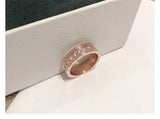 Stainless Steel Rose CZ Ring for Women Men Couple Wedding Gift