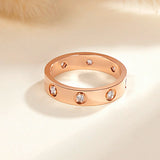 Stainless Steel Rose Love Ring CZ Crystal Wedding Gift