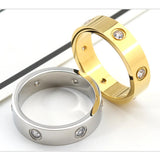 Stainless Steel Rose Love Ring CZ Crystal Wedding Gift