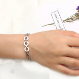 Stainless Steel Silver Chain Bracelet Ceramic Hollow Charm Jewelry