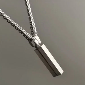 Stainless Steel Rectangle Pendant Necklace For Men