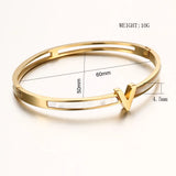 Stainless Steel V Letter Cuff Charm Bangle
