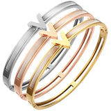 Stainless Steel V Letter Cuff Charm Bangle