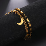 Stainless Steel Women's Double Chain Bracelet for Party