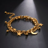Stainless Steel Women's Double Chain Bracelet for Party