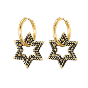 Geometric Hoop Earrings with Zircon Bling for Women